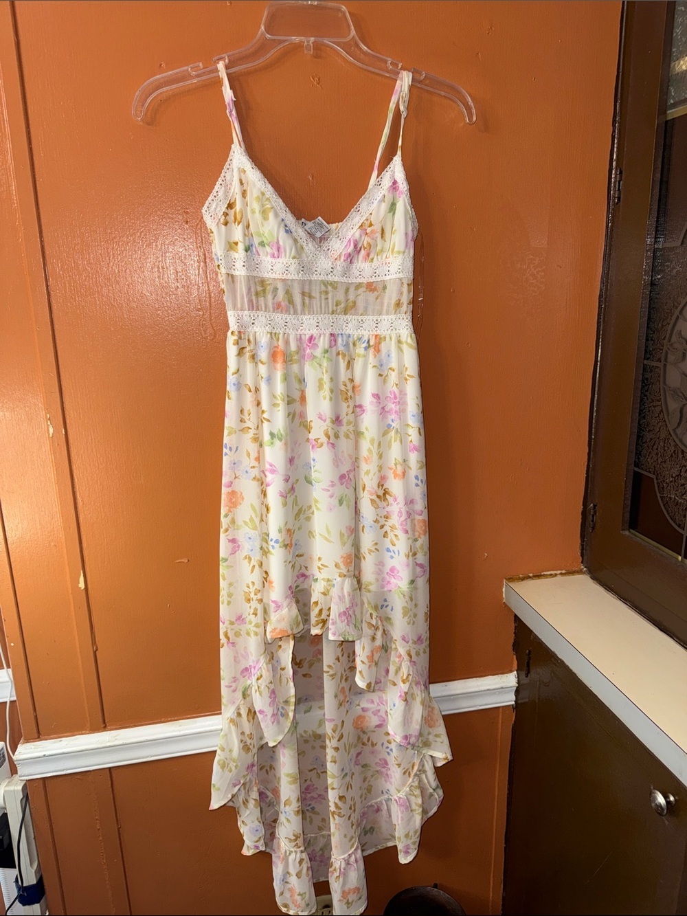 Rue21 Cream Floral High-Low Maxi Dress